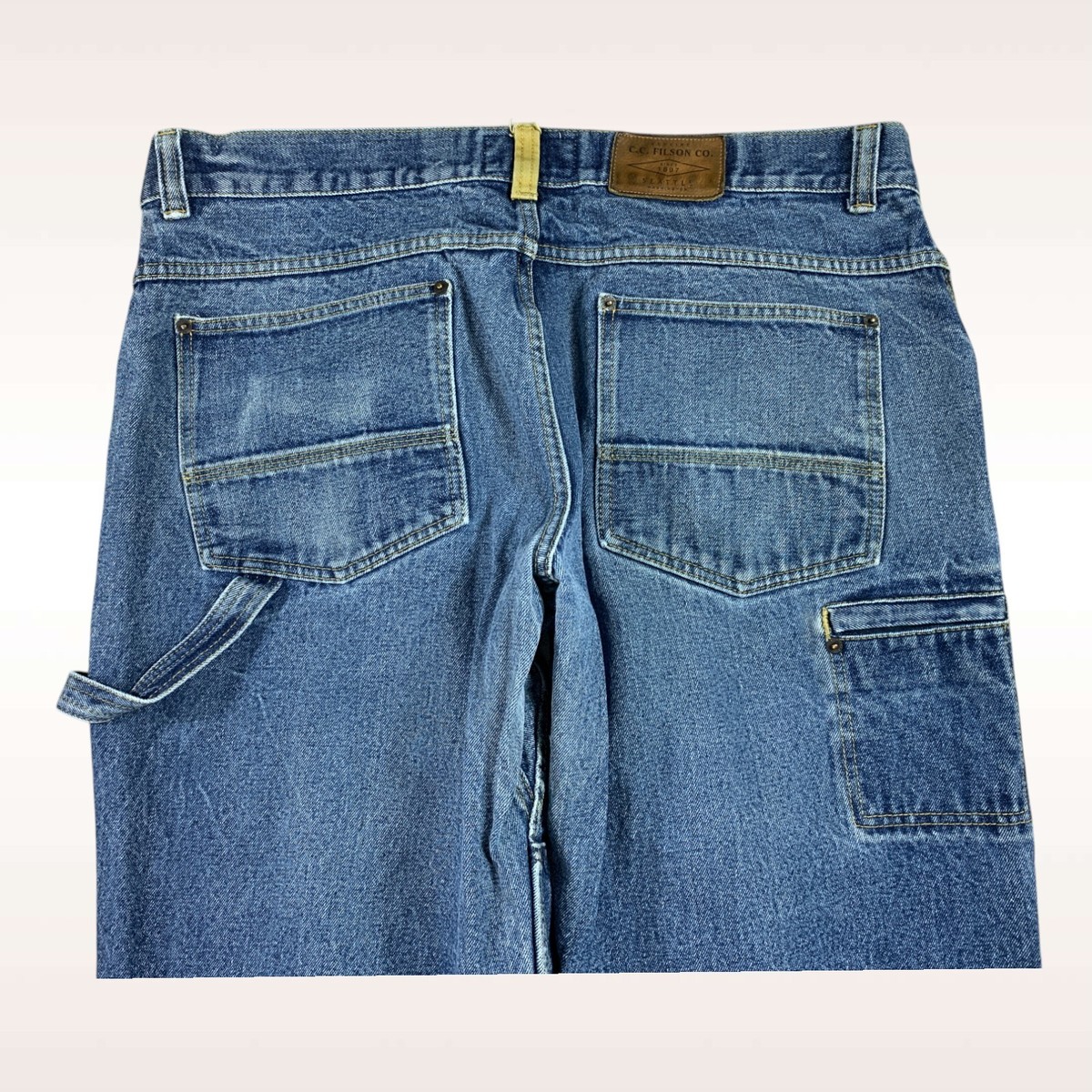 C.C. Filson Carpenter Jeans Mens 40x32 Blue Double Knee Workwear