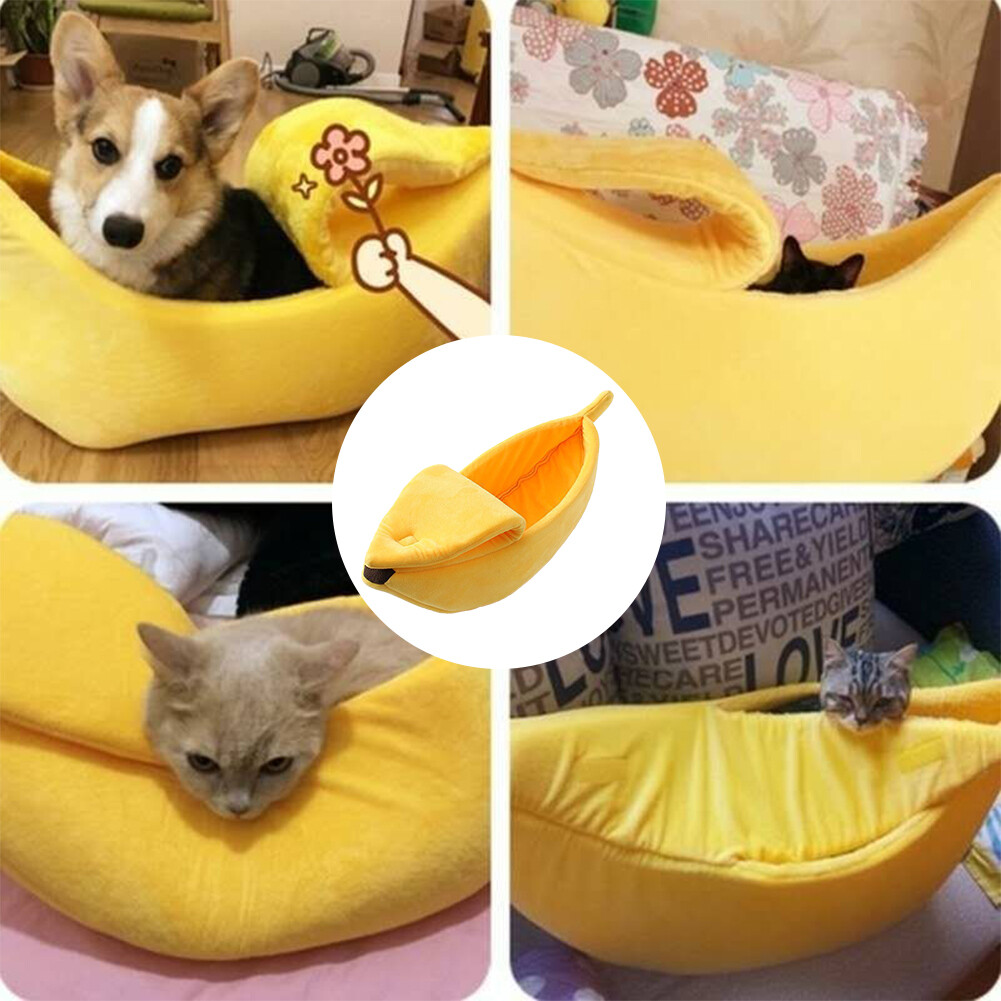 Banana Shape Pet Dog Cat Sleeping Bed Banana Cat Bed Soft Washable for