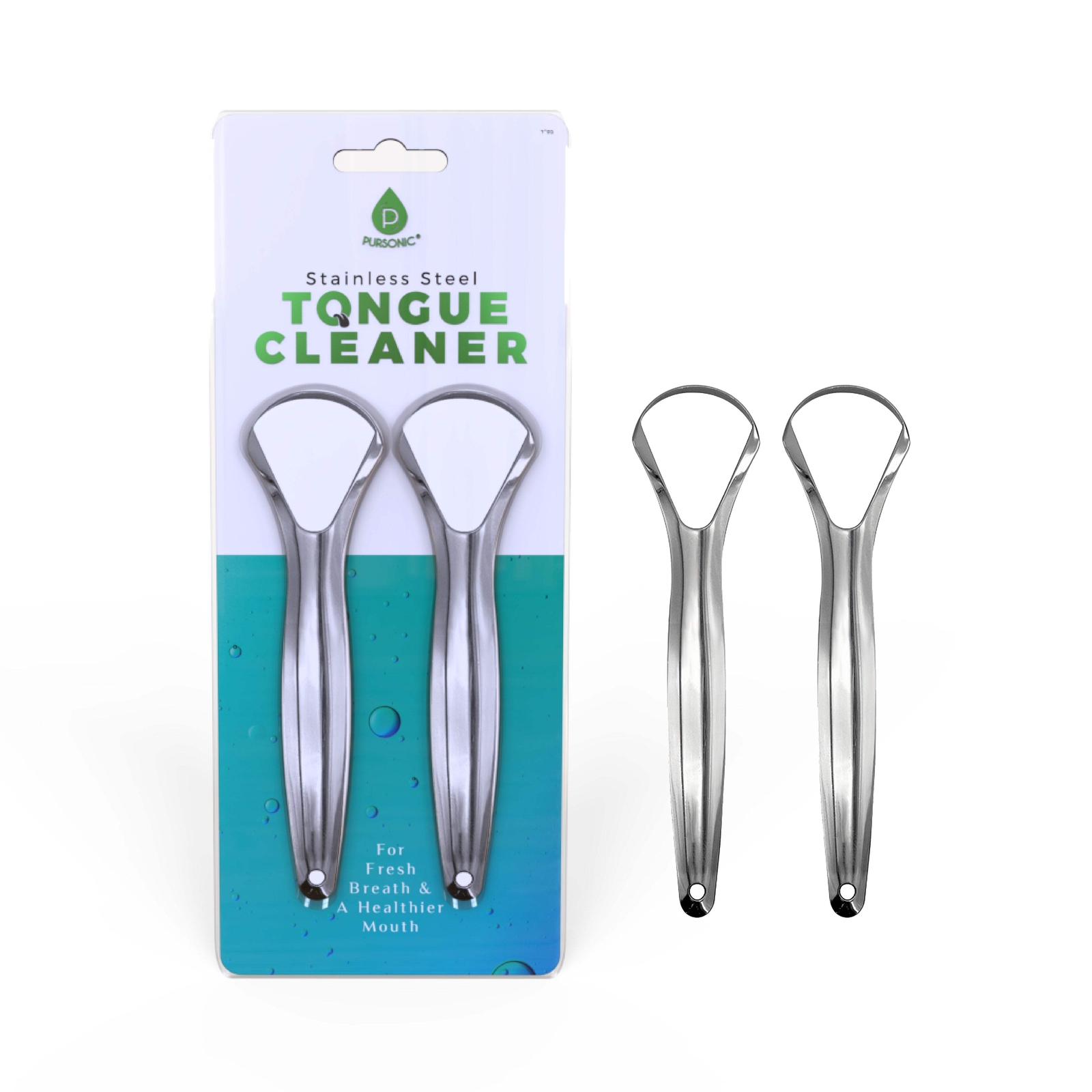 Stainless Steel Tongue Scraper 2 Pack for Fresh Breath