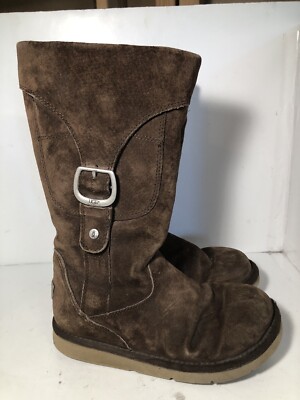 UGG Cargo III Boots Brown Suede Leather Sheepskin Side Pocket Womens Sz 5,  5132