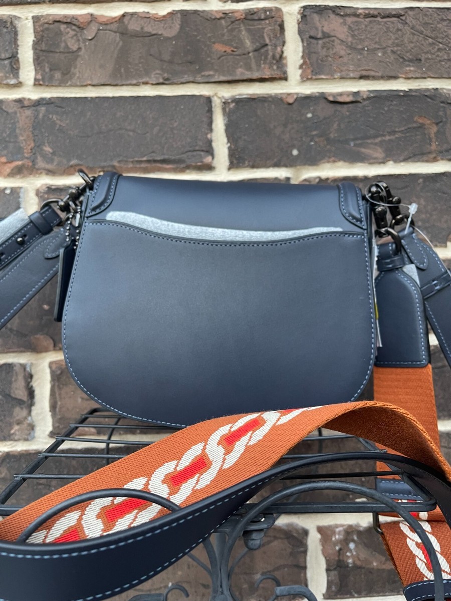 NWT COACH Beat Saddle Crossbody Midnight Navy Glovetanned