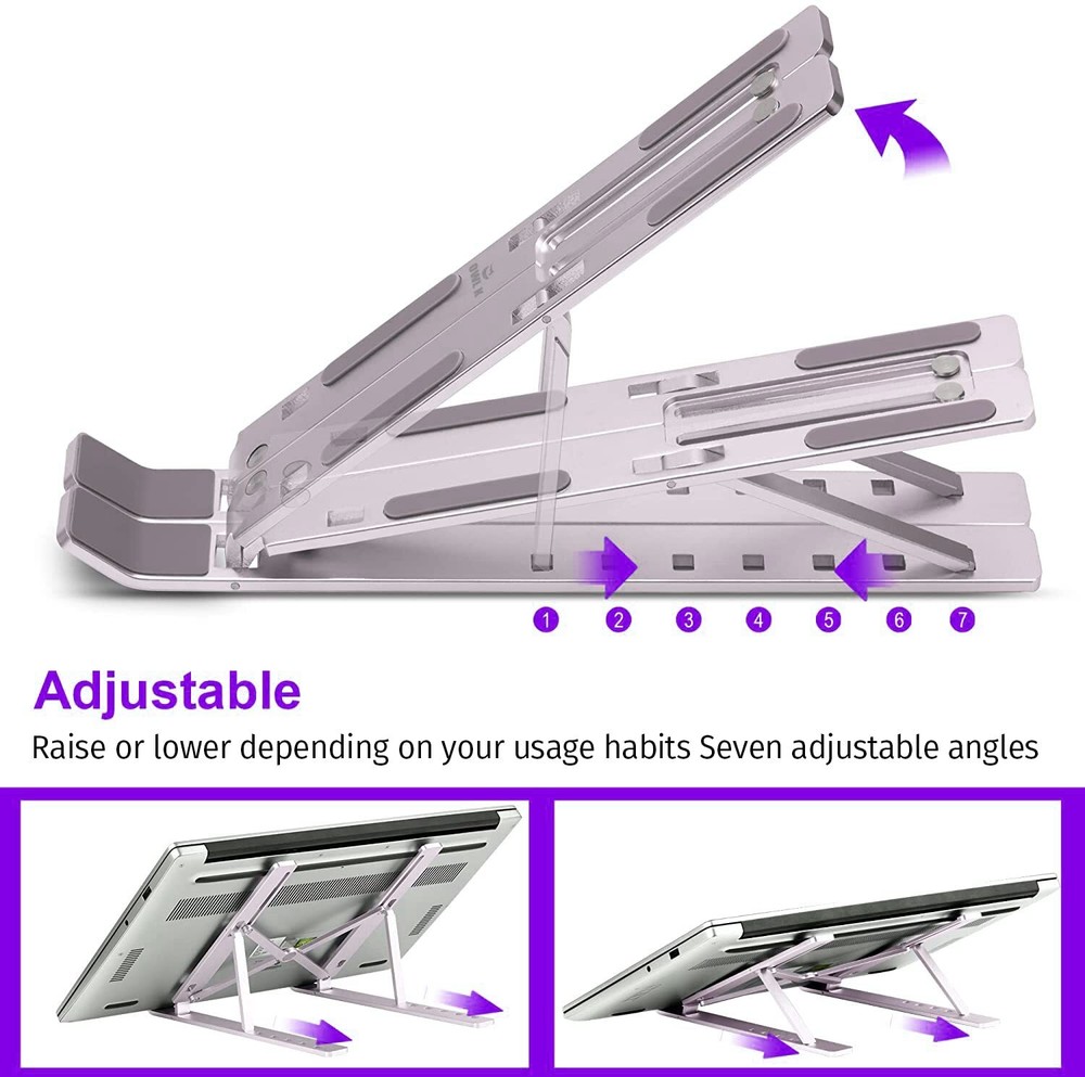 Adjustable Ergonomic Aluminum Laptop Stand for Desk Portable Height Computer Stand