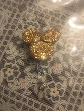 Minnie Mouse Head Inspired Rose Gold Glitter Badge Reel/ID Badge Holder