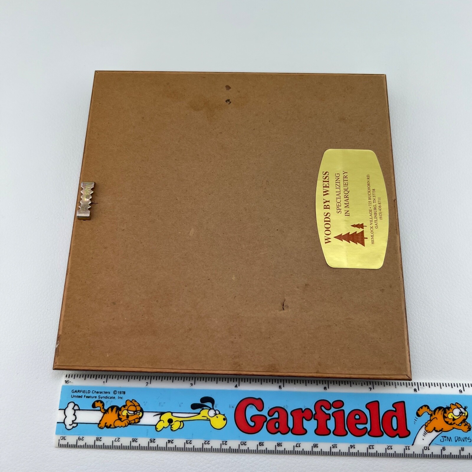 Marquetry Wood Inlay Hummingbird Bird Flower Signed Walter Weiss Framed 8"