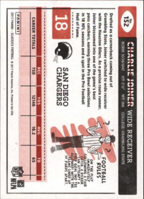 2017 Classics Red Back #152 Charlie Joiner /299 Chargers | eBay