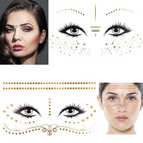 8 Blatt Gesicht Tattoo Aufkleber Metallic Temporär Transfer Tattoo Wasserdicht - Bild 7 von 7