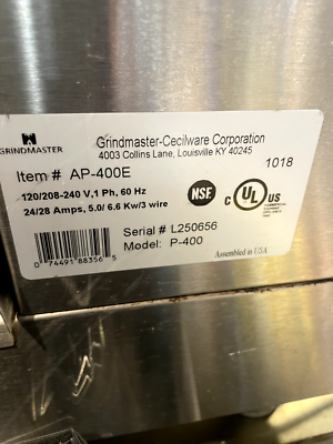 Grindmaster-Cecilware P400e Dual Shuttle Coffee Brewer | eBay