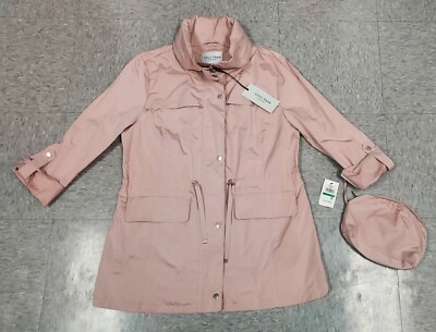 Cole Hahn Women's Size Large Pink Canyon Rose Hooded Rain Jacket, NWT