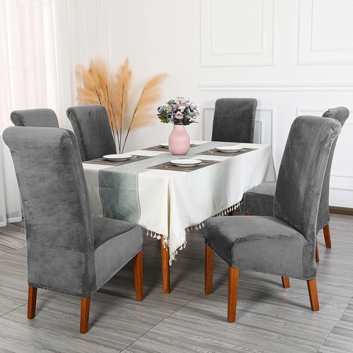 High Back Dining Chair Covers Velvet Slipcover Wedding Banquet Plush