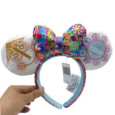 Disney Minnie Mouse Ears Bow Sequin it's a small world Clock Mickey Cos Headband