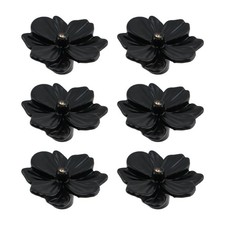 6 PCS Black Flower Shaped Cabinet Knob Decorative Drawer Creative Petal Pull