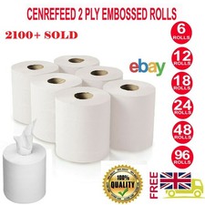 Centrefeed White Rolls 2ply Embossed Kitchen Roll Hand Paper Towel Tissue Bulk