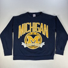 Vintage 90s Michigan Wolverines Sweatshirt Signal Made USA Crewneck Large Navy