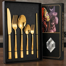 Product 24-Piece Black Stainless Steel Flatware Set - FREE SHIPPING