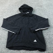 Adidas Hoodie Womens XL Black Speckled Pullover Kangaroo Sweatshirt Sweater Gym
