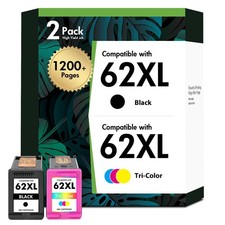 HP 62XL Ink Cartridges Black & Color Combo Pack for Envy 7640 Printer