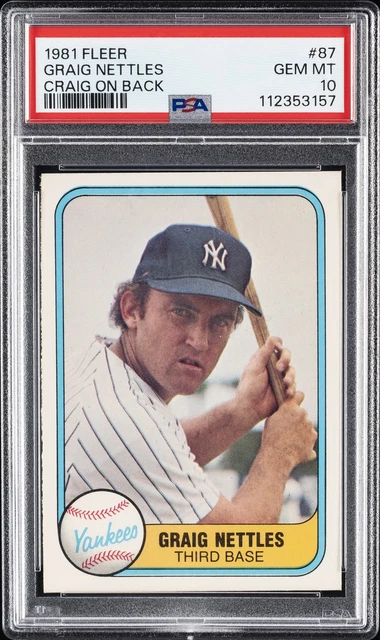 1981 FLEER CRAIG ON BACK #87 GRAIG NETTLES PSA 10