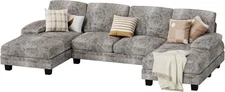 HONBAY Convertible Sectional L-Shaped Sofa Couch - Dark Grey