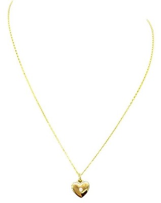 Local Eclectic Clear Rhinestone Heart Locket Pendant Chain Necklace Gold Tone