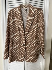 A New Day Linen Blend Blazer Size XL Animal Print Zebra Safari Career Office