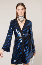 BNWT Rixo Lonodn Maria Tiger Sequin Mini Wrap Dress Size M