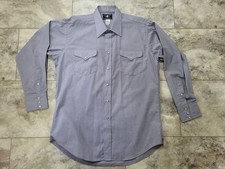 Flying R Ranchwear Western Shirt Grey Extra Long Tail Pearl Snap USA Mens 17 34