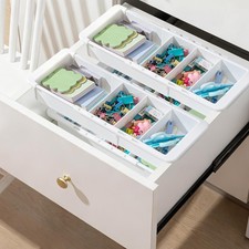 4 Pcs Expandable Drawer Organizer Bins Adjustable Deep Drawer Hanging Organiz...