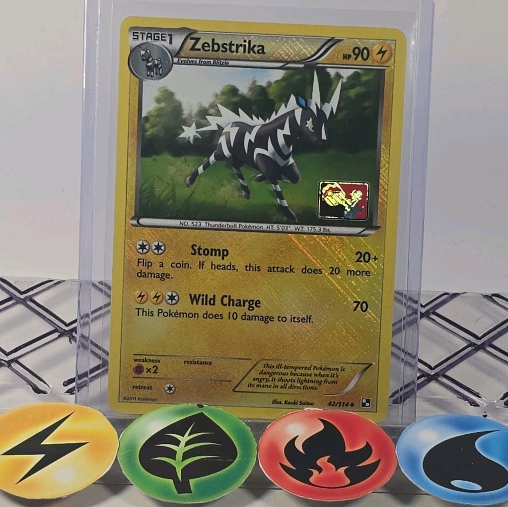Pokémon TCG Zebstrika 042/114 Black & White Crosshatch League Promo 2011 LP 