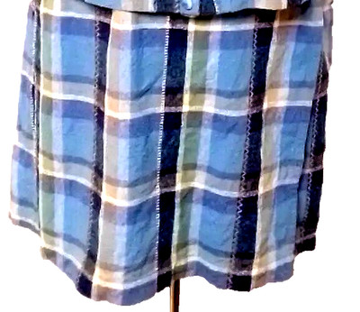 Keren Hart M medium Skort plaid Skirt Shorts 100% Silk