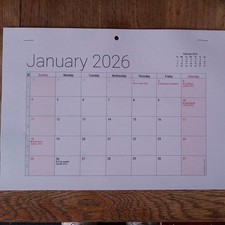 2026 A4 Wall Planner and Office Organiser with UK Holidays Calendar