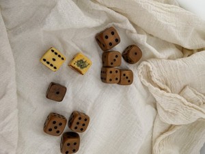 Vintage Dice Lot Brown Bakelite Style Dice + Gambling Graphic Dice Game Set