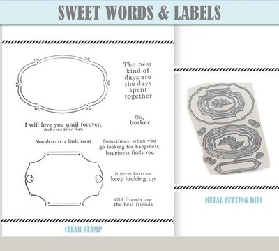 SWEET WORDS & LABELS  Cutting Dies & Stamps Scrapbook DIY Greeting Card Handmade