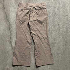 Vintage Super Botany 100 Pure Wool Flared Trousers Brown Pants Late 80s 35x29