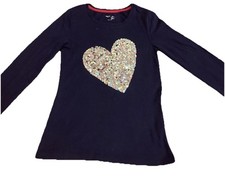 Gap Kids Blue Shimmer Heart Sequin Long Sleeve Shirt Blouse Girls Size L