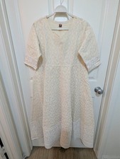 Lucknowi Chikankari Cotton Kurta Cream Off-White Fully Lined Size 40 In