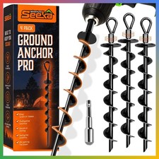 Heavy Duty Ground Anchors Screw In 4 Pack Spiral Stakes Trampoline Tie Down Kit