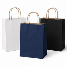 100Pcs Solid Color Kraft Paper Shopping Bags Paper Retail Gift Bulk Packaging