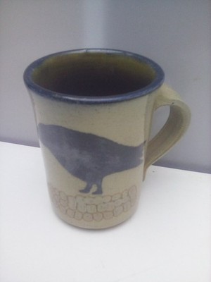 Monroe Salt Works Crow Mug Corn On The Cob Stoneware Pottery Salt Glaze Mug