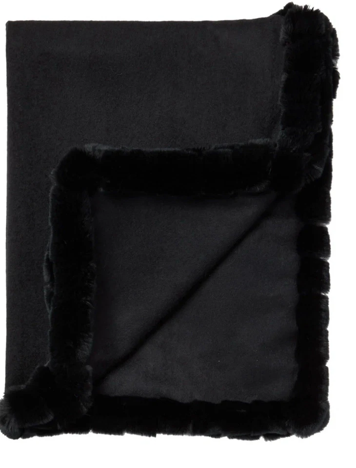 N Peal LONDON LARGE WOMEN'S MERIBEL WOVEN REAL FUR TRIM CASHMERE SHAWL $850 - Image 3 of 4