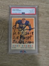1959 Topps Jerry Kramer Signed Rookie RC HOF PSA 6 AUTO Dual Grade Card. rookie card picture