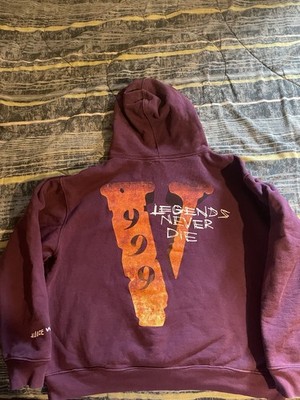 VLONE Juice WRLD Legends Never Die Purple Fleece Graphic Hoodie