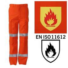 Ballyclare Orange Flame Retardant Cargo Trouser Hi viz Stripes knee pad pockets