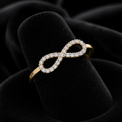 Gold Edelstein Infinity Ring 9 kt Gelbgold gepunzt Größen J - R British Made