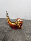 Murano Italy Style Art Glass Snail Figurine Paperweight VTG MCM Orange & Yellow