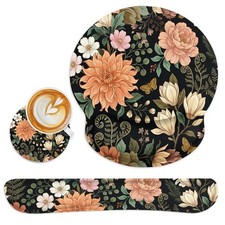 Britimes Spring Flower Leaves Floral Colorful Ergonomic Mouse Pad Set with Wr...