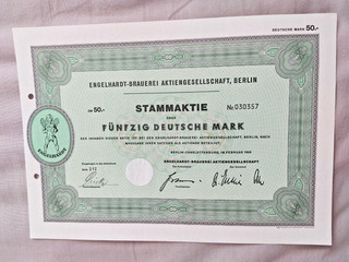 1969 Aktie Engelhardt Brauerei Berlin