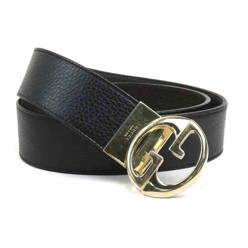 Used GUCCI belt leather/metal black/gold