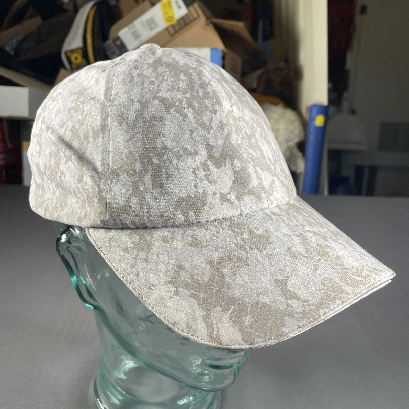 Lululemon Hat Cap Strap Back Gray White Camo Athletic Breathable Mens One Size