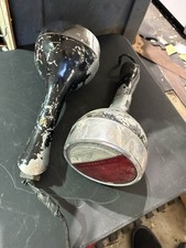 Vintage Pair Stalk Mount Tail Lights Red Clear Lens Rat Rod Truck Hot Rod
