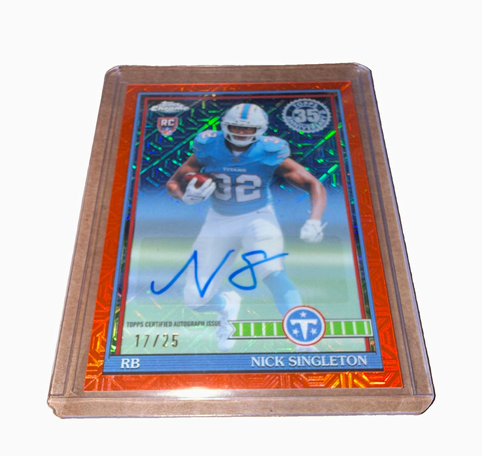 Topps 2026 Chrome Football Nick Singleton Titans Rookie Auto 91TRC-14 11/25